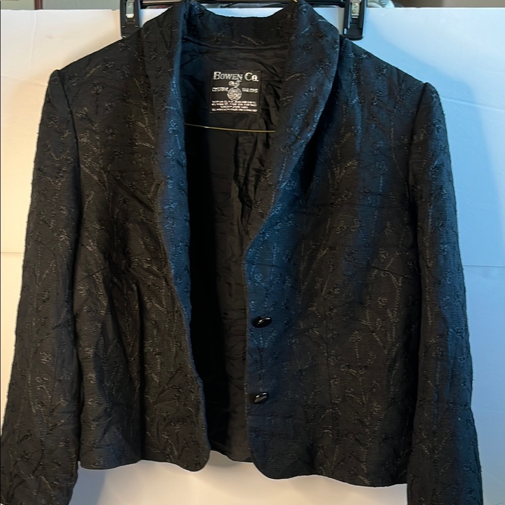 Bowen Co. Custom Tailors black on black Al embroidered jacket, fullly lined
